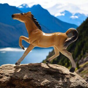 Vintage Horse Figurine Tan Brown Beige Farmhouse Stable Decor